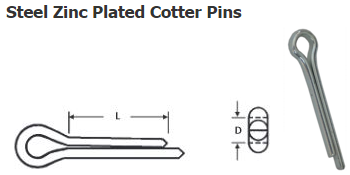 1/16" Diameter Cotter Pin Keys Split Zinc Plated All Sizes 