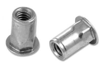Ribbed L Series Rivet Nuts - Steel Yellow Zinc, 8-32 UNC Thread, .020-.080 Grip Range, 100 Pcs Box