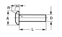 Steel Zinc Oval Head Solid Rivets 1/8"X5/16" OHSR180516-100pcs