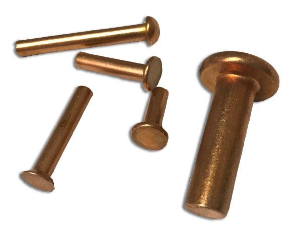 pack of 50 Round Head 3/32" dia copper rivets 3/4" Long 