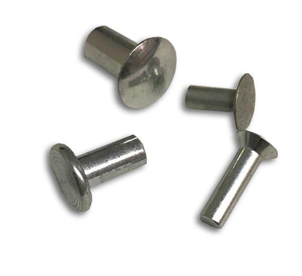Pack of 1/4 Pound - Approximately 470 Pieces Plain Finish, Flat Head Solid Steel Rivet 3/32 Dia X 1/8 Length