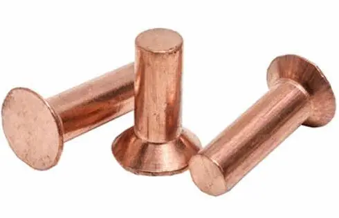 Unique Bargains 50 Pcs 3/16 Diameter 1/4 L Shank Round Head Copper Solid Rivets Fasteners - Copper Tone