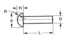 DOOR RIVET, STEEL, 1/4 x 1-1/8